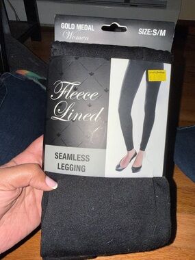 Women Fleece-Lined Seamless Leggings - Black (S/M)